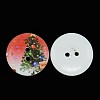 2-Hole Dyed Flat Round Printed Wooden Sewing Buttons for Christmas X-BUTT-P001-20mm-09-3