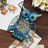 Iron & Glass Owl Wall Decorations AJEW-WH0042-68-4