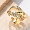 Brass Micro Pave Cubic Zirconia Cuff Finger Rings RJEW-C120-26G-1