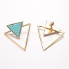 Synthetic Turquoise Ear Studs EJEW-G147-C02-2