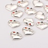 Wedding Theme Antique Silver Tone Tibetan Style Heart with Page Boy Rhinestone Charms LS-TIBEP-N005-14C-2
