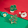 Christmas Theme Santa Claus & Christmas Tree & Glove Alloy Enamel & Flower Glass Seed Beaded Finger Rings Sets FS-WGEF6A6-01-3