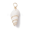 Natural Trumpet Shell Copper Wire Wrapped Pendants PALLOY-JF02683-01-3