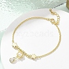 Brass Micro Pave Clear Cubic Zirconia Charm Bracelets for Women BJEW-C083-06G-2