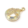 Brass Micro Pave Cubic Zirconia with Glass Pendents KK-Q815-01G-3