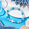 Natural Mashan Jade & White Jade Beaded Stretch Bracelets BJEW-JB11152-2