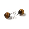 Natural Tiger Eye Stud Earrings X-G-B075-02P-07-2