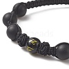 Natural Dyed & Heated Black Agate Round Braided Bead Bracelet BJEW-JB09184-4