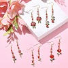 Valentine's Day Theme Alloy Enamel Rose Dangle Earrings with Glass Beaded EJEW-JE05336-2