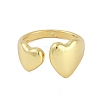 Heart Rack Plating Brass Open Cuff Rings RJEW-D080-01G-2