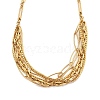 304 Stainless Steel Multi Layerd Oval Bib Necklaces for Women NJEW-A032-09G-01-1