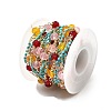 Brass Hexagonal Column Glass Seaded Beaded & Resin Round Beaded Link Chains CHC-G026-01F-3