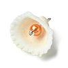 Natural Shell & Imitation Pearl Pendants PALLOY-JF03376-02-4