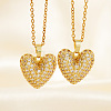 Elegant Romantic Heart Brass Micro Pave Clear Cubic Zirconia Pendant Necklace for Women XT9950-1-2