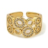 Round Brass Micro Pave Cubic Zirconia Wide Open Cuff Rings for Women RJEW-Z050-20G-2