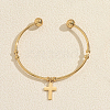 201 Stainless Steel Religion Cross Charm Open Cuff Torque Bangles for Women DV6397-1-1