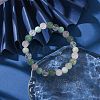 Natural Amazonite & Rose Quartz & Quartz Crystal & Green Aventurine Round Beaded Stretch Bracelets BJEW-JB10910-10-2