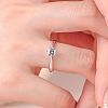 Rhodium Plated 925 Sterling Silver Micro Pave 5.2x3.1mm Moissanite Finger Rings for Women WG6524C-04-4