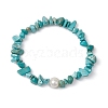 Synthetic Turquoise Chips Stretch Bracelets for Women BJEW-JB11343-12-2