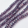Electroplate Glass Beads Strands X-EGLA-F124-FR-B08-1