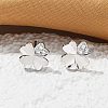 Brass Clover Stud Earrings EJEW-R016-20P-4