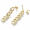 Brass Micro Pave Clear Cubic Zirconia Dangle Stud Earrings X-EJEW-N011-12G-NF-2
