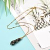 Double Pointed Natural Lava Rock Pendant Necklace NJEW-JN03720-04-2