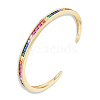 Colorful Cubic Zirconia Open Cuff Bangle BJEW-N014-009-1