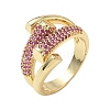 Brass Micro Pave Cubic Zirconia Cuff Open Rings for Women RJEW-L343-12G-02-4