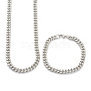304 Stainless Steel Cuban Link Chain Bracelets & Necklaces Jewelry Sets SJEW-B019-03B-P-3