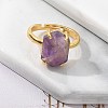 Hexagon Natural Amethyst Finger Rings RJEW-B113-02G-06-4