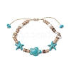 Ocean Theme Starfish Turtle Synthetic Turquoise & Coconut Braided Bead Bracelet Sets BJEW-JB11460-01-2