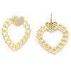 Rack Plating Brass Micro Pave Clear Cubic Zirconia Stud Earrings for Women EJEW-C125-18G-4