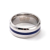 Royal Blue Enamel Grooved Line Finger Ring RJEW-I089-46P-2