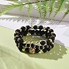 3Pcs 3 Style Natural Obsidian & Lava Rock & Synthetic Hematite Brass Beaded Stretch Bracelets Set BJEW-JB09132-6