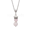 6Pcs 6 Colors Handmade Glass Beaded Prince with Crown Pendant 304 Stainless Steel Cable Necklaces for Women NJEW-JN05447-3