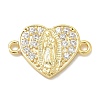 Rack Plating Brass Micro Pave Clear Cubic Zirconia Religion Heart Virgin Mary Connector Charms KK-L224-099G-05-1