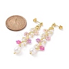 Natural Pearl with Glass Seed Flower Dangle Stud Earrings EJEW-MZ00026-2