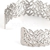 Non-Tarnish 304 Stainless Steel Hollow Leaf Open Cuff Bangles for Women BJEW-K241-03D-P-3