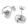 Shell Pearl Dangle Stud Earrings EJEW-Z024-09B-P-2