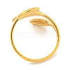 Ion Plating(IP) Leaf 304 Stainless Steel Open Cuff Finger Rings for Women RJEW-P114-09G-3