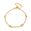 Brass Micro Pave Clear Cubic Zirconia Cable Chains Link Bracelets for Women BJEW-U020-03G-4