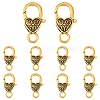 10Pcs Tibetan Style Heart Lobster Claw Clasps FIND-YW0009-77AG-1