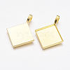 Rhombus Alloy Pendant Cabochon Settings LS-PALLOY-D336-G-NR-2