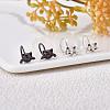 925 Sterling Silver Cute Cat Stud Earrings Half Huggie Hoop Earrings Zircon Stud Earrings Lovely Animal Ear Jewelry Gift for Women JE1069A-7