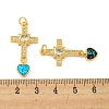 Cross with Heart Brass Pendants Micro Pave Cubic Zirconia with Synthetic Opal KK-K356-05G-3