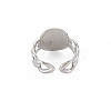 304 Stainless Steel Flat Round with Jesus Wide Open Cuff Ring for Women RJEW-S405-184P-2