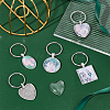 Unicraftale 1 Set Heart & Flat Round & Oval & Square Alloy Keychains KEYC-UN0001-11-3