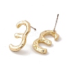 Brass Number Stud Earrings with 925 Sterling Silver Pins for Women EJEW-A077-01C-3