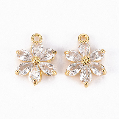 Brass Clear Cubic Zirconia Pendants ZIRC-S068-025-NF-1
